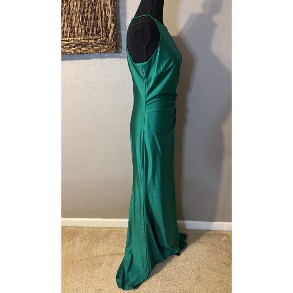 Xscape 10 Emerald Green Formal Gown Side O Waist Gala Prom Wedding Guest NEW - Picture 10 of 16